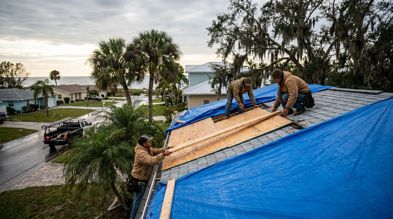 Emergency Roof Tarping and Board-Up Services in Sarasota in Sarasota